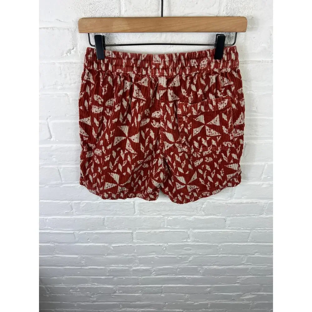 Urban Outfitters Men's Lucien Printed Terra Corduroy Short Cotton Red Size S